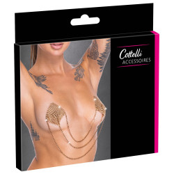 Квадратни стикери за зърна със златисти камъни - Cottelli