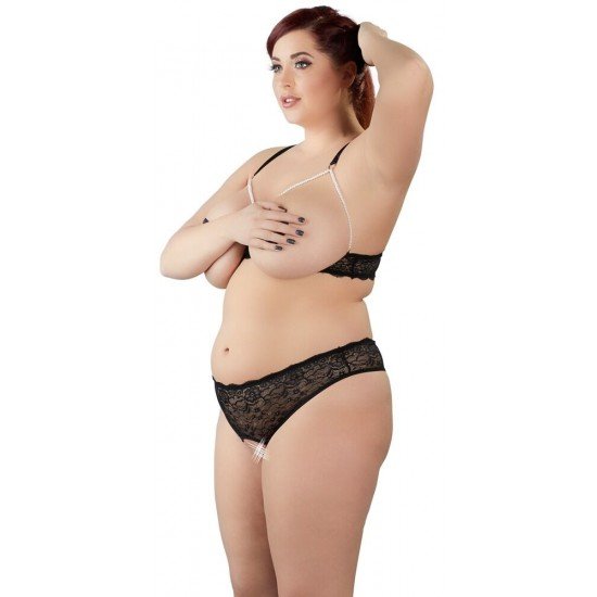 Комплект отворен сутиен и прашка Cottelli CURVES Комплект отворен сутиен и прашка Cottelli CURVES
