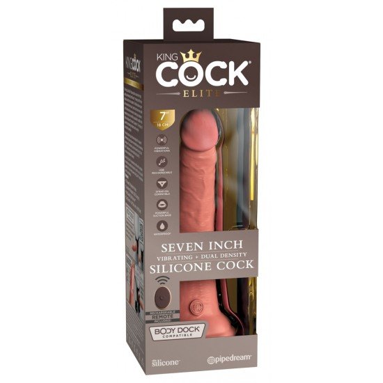 Вибратор 7" King Cock Elite с двойна пътност + дистанционно Вибратор 7" King Cock Elite с двойна пътност + дистанционно
