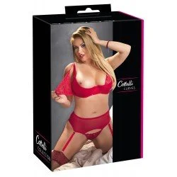 Комплект с отварящ се сутиен 2XL червен 