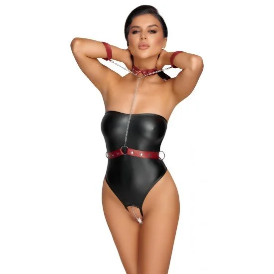 Боди кожен ефект Cotteli Bondage S
