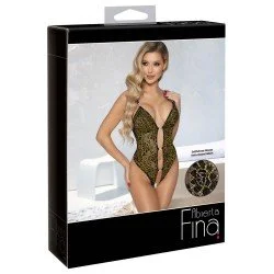 Боди със златна дантела Abierta Fina S/M