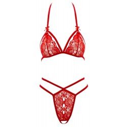 Комплект XL червен сутиен и прашка Cottelli